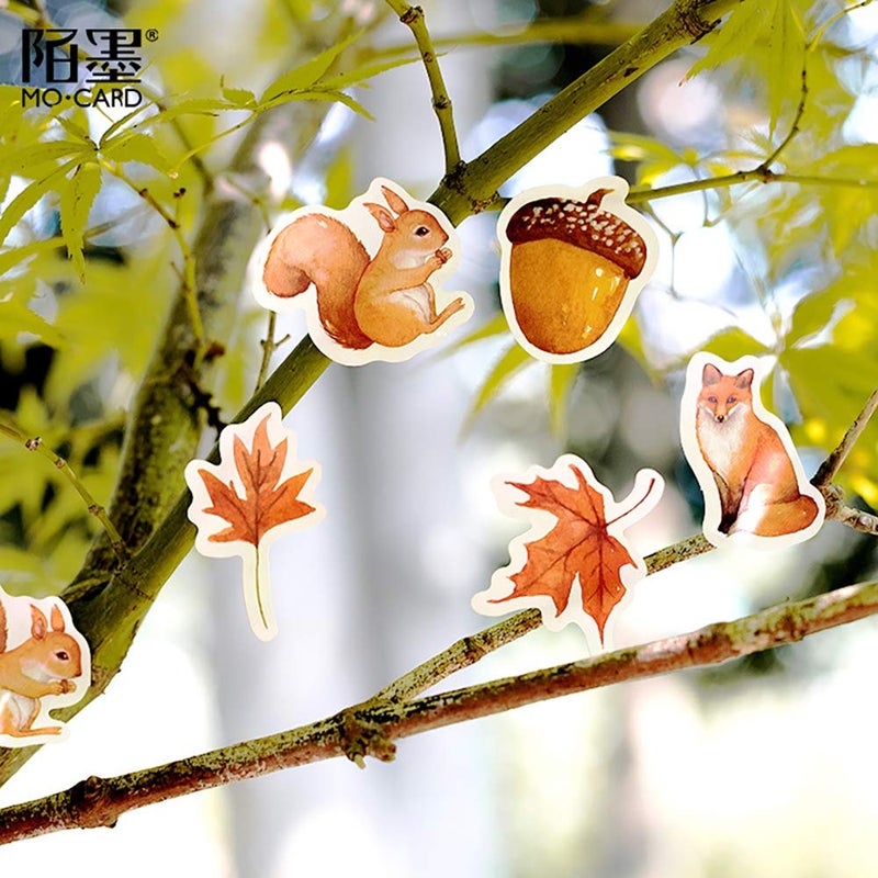 Doraking Small Scrapbooks Laptop Stickers, Doraking 46PCS Boxed Cute Autumn Style Stickers for Laptop, Scrapbooking, Suitcase (Autumn Forest, 46PCS/Box) - Image 4